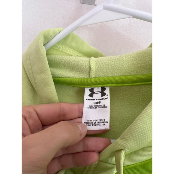 Under Armour Lime Green Pullover Hoodie With Drawstring Hood & Kangaroo Pocket S - Picture 3 of 4